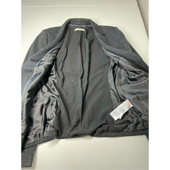 Esprit Black Gray Twill Blazer Suit Size 8 One Button Patches on sleeves - Picture 9 of 16
